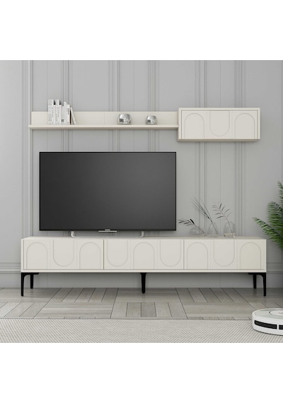 Variant Lyon Duvar Raflı Tv Ünitesi - Krem / Siyah