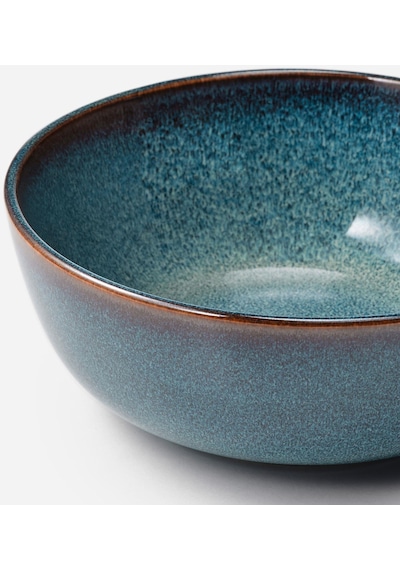 4 Lü Kase Seti Mavi Renk 14 Cm Meridyendukkan Stoneware, Renkli Sır
