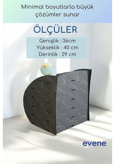 Tr Dosya Düzenleyici Masa Üstü Organizer Ahşap Evrak Rafı Siyah Mermer Renk Model 36, Eorganizer36 Genel