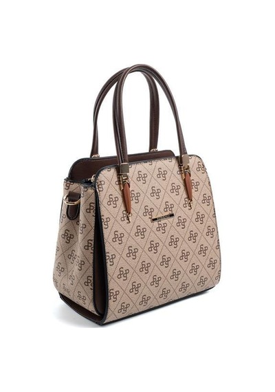 Silver Polo Sp1136 Kadın El Çantası Monogram Koyubej-kahve