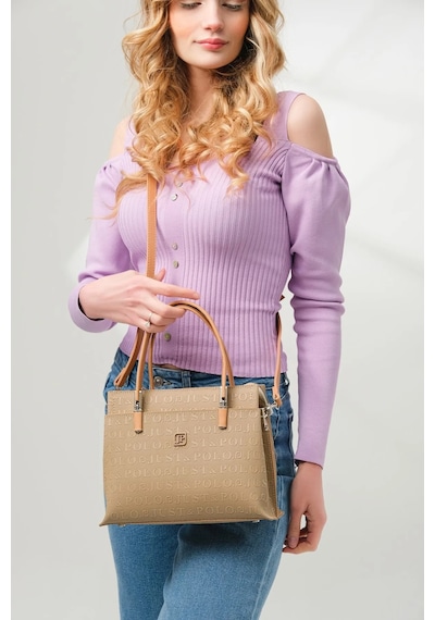 Just Polo 5 Bölmeli Şık El & Omuz Çantası Shoulder Bag Ebat : 22 X 25 Cm Vizon