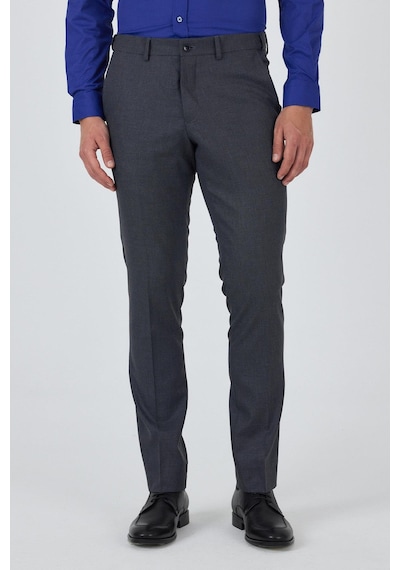 İmza Lacivert Filafil Yan Cep Açık Paça Slim Fit Ayarlanabilir Kemer Pantolon 1003250123 Lacivert