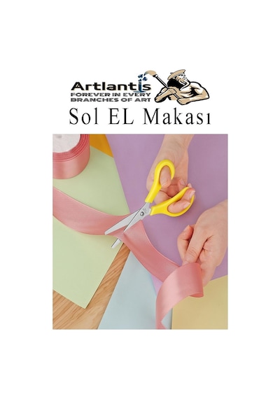 Sol El Makası 2 Adet Solak Okul Makası Plastik Saplı Solel İçin Makas Okul Öğrenci Makası Küt Uçlu Paslanmaz Çelik