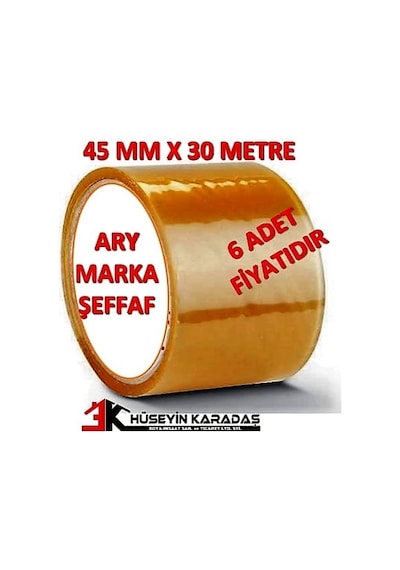 Ary Şeffaf Koli Bandı 45 Mm x 30 M 6 Adet