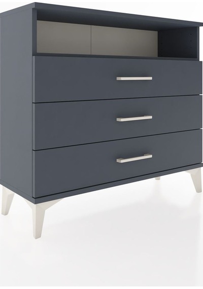 Arges Şifonyer Tek Raflı 3 Çekmeceli 88x30x80 Antrasit-antrasit Antrasit