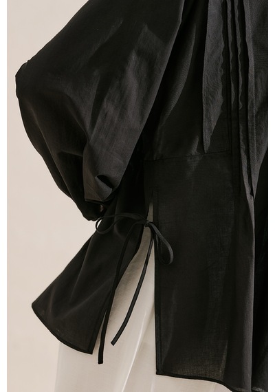 Manuka Nervürlü Dökümlü Tunik Siyah Ss26tnk00006-01