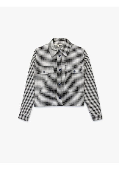 Koton Uzun Kollu Cepli Kazayağı Desenli Oversize Gömlek Ceket Lacivert Ekoseli 6wak50007pw 7c2 Koton Uzun Kollu Cepli Kazayağı Desenli Oversize Gömlek Ceket Lacivert Ekoseli 6wak50007pw 7c2
