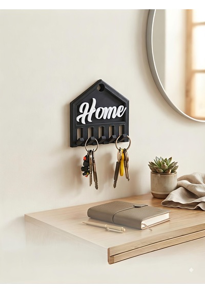 Home Yazılı Anahtarlık Askısı Siyah - Beyaz