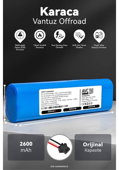 Karaca Vantuz Offroad 2600mah Robot Süpürge Bataryası K.k