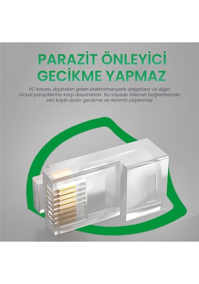 Cat6e Rj45 Jack 8p8c Ethernet Konnektörü Altın Kaplama 102 Adet Standart