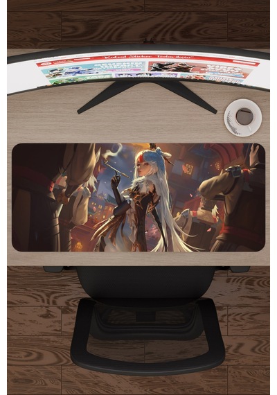 Ningguang Genshin Impact Anime Oyuncu V4 - 70x30 Xl Gaming Mouse Pad Fare Altlığı