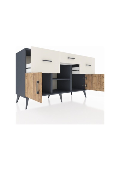 Hyperion Konsol Tek Raflı 3 Çekmeceli 3 Kapaklı 132x44x83 Antrasit-çam/aytaşı Çam/aytaşı Hyperion Konsol Tek Raflı 3 Çekmeceli 3 Kapaklı 132x44x83 Antrasit-çam/aytaşı Çam/aytaşı