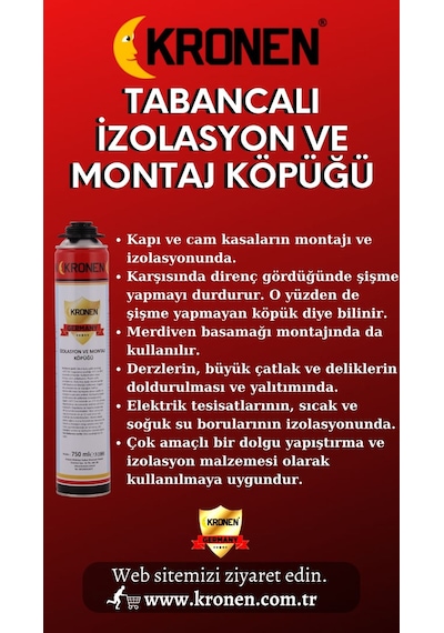 Kronen Tabancalı İzolasyon Ve Montaj Köpüğü (1 Koli x 12 Adet / FİYAT 1 KOLİ FİYATIDIR.)