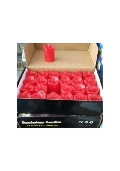 Led Işıklı Kırmızı Mum 24&apos Lü Paket Mh19