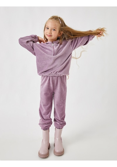 Koton Fitilli Kadife Jogger Eşofman Altı Lila 3wkg40054ak 3WKG40054AK353 Lila