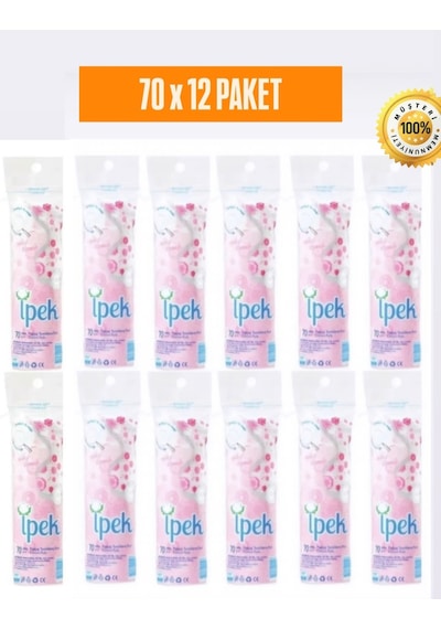 İpek 70'li 12 Paket Makyaj Temizleme Pamuğu, Disk Pamuk