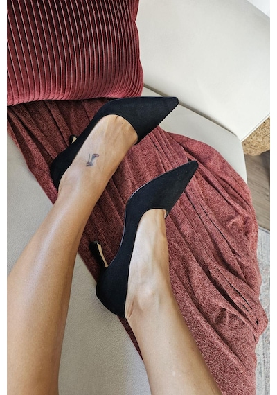 10 1401 Topukla Kadın Kadeh Topuklu Stiletto Siyah Süet