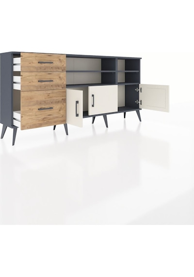 Arges Konsol 4 Raflı 3 Çekmeceli 3 Kapaklı 176x30x83 Antrasit-aytaşı/çam Aytaşı/çam Arges Konsol 4 Raflı 3 Çekmeceli 3 Kapaklı 176x30x83 Antrasit-aytaşı/çam Aytaşı/çam
