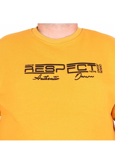 Moc Grande Mocgrande Erkek Büyük Beden Sıfır Yaka 3ip Sweat Respect 24205 Hardal