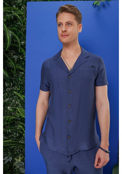 Efor G 1549 Slim Fit İndigo Klasik Gömlek Indigo