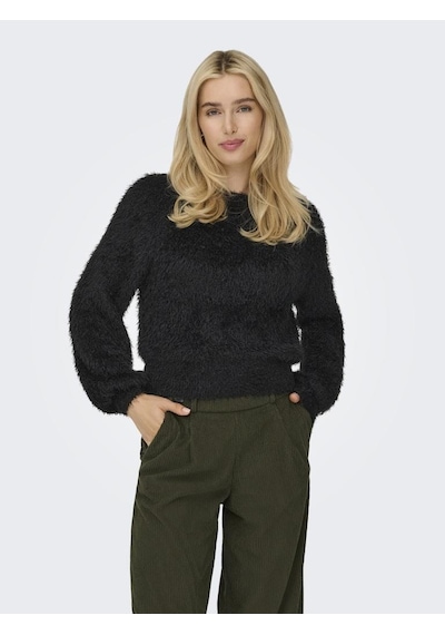 Only Onllulu Ls Rıb Short O-neck Cc Knt Siyah