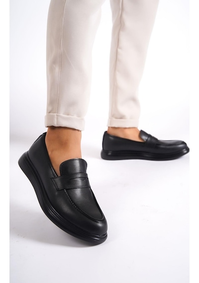Mubiano Clt8500 Erkek Kolej Model Cilt Loafer Siyah