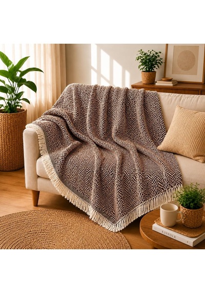 Premium Pamuklu Lilyana Koltuk Örtüsü 170x210 Cm, Çift Taraflı Dekoratif Şal, Tekli, Üçlü, Kanepe, Çekyat Ve B Genel