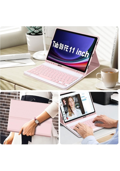 Galaxy Uyumlu Tab S9 Fe 10.9 Klavyeli Kılıf Bluetooth Türkçe Q