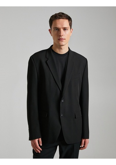 Koton Blazer Ceket Düğmeli Cepli Dikiş Detaylı Siyah 3sam50055hw 3SAM50055HW999 Siyah
