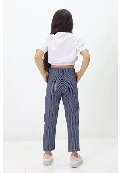 Gzt Tekstil Kız C Ocuk Pantolon Tarzına Güvenen Kızlar İçin Pamuk Çizgili Likralı Kot Pantolon 6-15 Yaş Denim