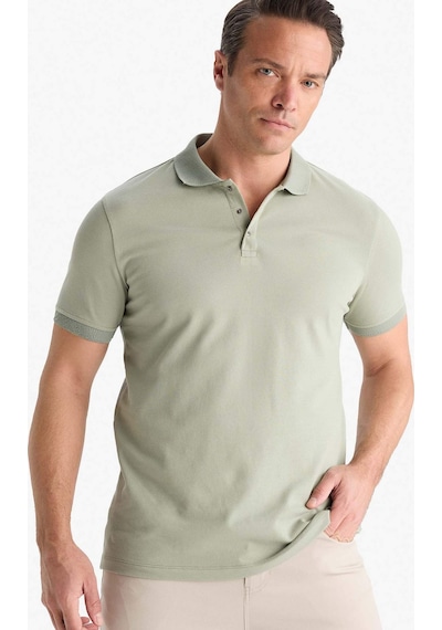 DeFacto Slim Fit Dar Kesim Polo Yaka Kısa Kollu Dokulu Basic Düz Tişört T5259AZ25SMKH434