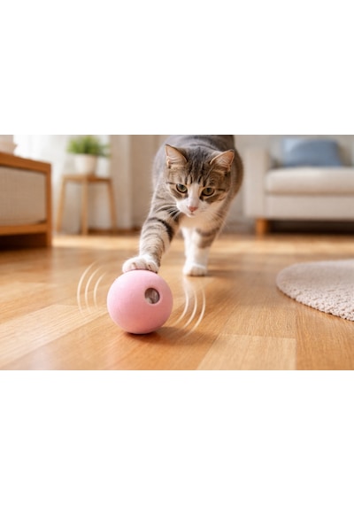 Runaway Kedi Otlu Sesli İnteraktif Top Kedi Oyuncağı