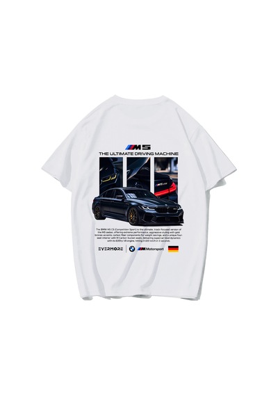 Brz Collectıon Brz Collection Unisex Oversize Cs M5 Car T-shirt Beyaz