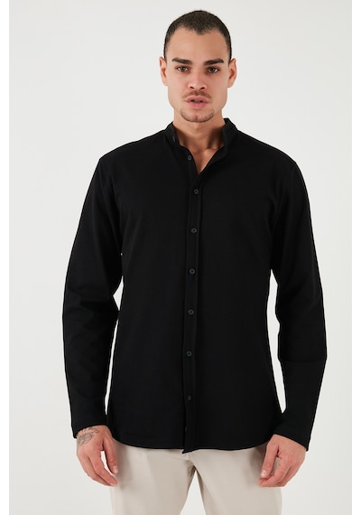 Buratti % 100 Pamuk Slim Fit Hakim Yaka Erkek Gömlek 5902800 Siyah
