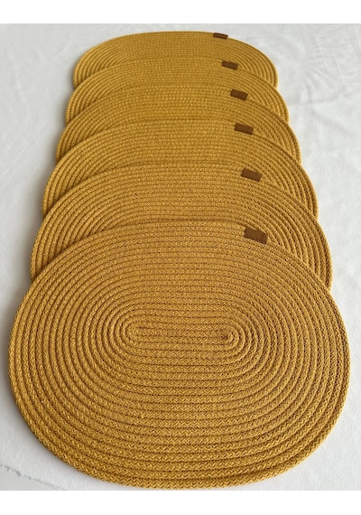 Jüt Amerikan Servis Sofra Altlığı, Masa Dekoru Supla Oval 30x40 6lı Hardal
