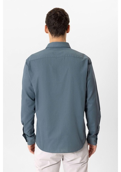 Back & Bond Gri Slim Fit Armürlü %100 Pamuk Gömlek Back & Bond Gri Slim Fit Armürlü %100 Pamuk Gömlek