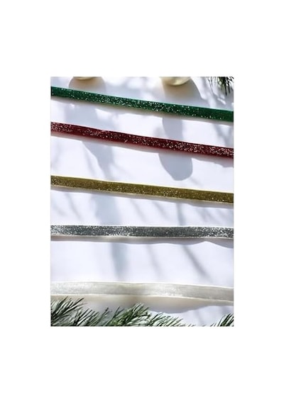 Yılbaşı Glitter Kurdele Seti, Yeşil, Kırmızı, Altın, Gümüş Ve Beyaz, Dekoratif Parlak Şeritler, 5 Parça 2 Metre 5, Simli Yılbaşı Glitter Kurdele Seti, Yeşil, Kırmızı, Altın, Gümüş Ve Beyaz, Dekoratif Parlak Şeritler, 5 Parça 2 Metre 5, Simli