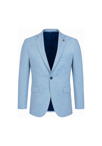 Plus Scorpion Erkek Karyağdı Desenli Slim Fit Blazer Ceket Mavi & Gri Şık Günlük Ve Ofis Kombin Color 5