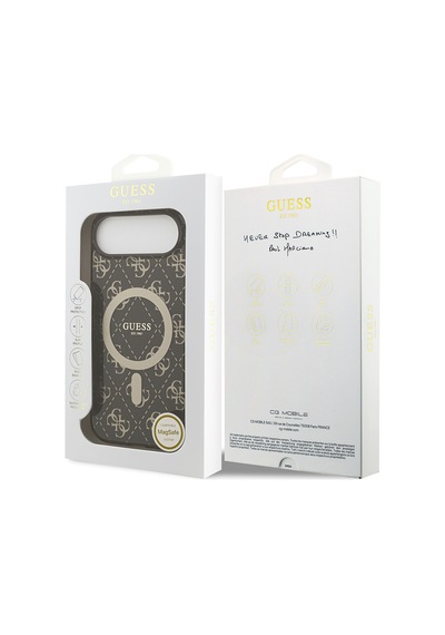 Apple Uyumlu iPhone 17 Air  Kılıf Guess Lisanslı M-safeli Iml Baskılı Klasik Logolu 4g Desenli Kahverengi Kahverengi
