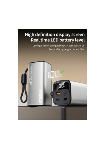 20000mah Güç Bankası Hızlı Şarjlı Akıllı Ürünler İçin Taşınabilir Şarj Cihazı Powerbank Gümüş - 866742588 Gümüş