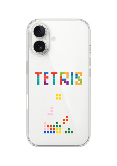 Apple Uyumlu iPhone 16 Plus Şeffaf Kılıf 3 Tetris Tasarımlı