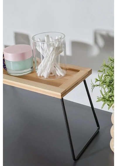 Telly Metal Ayaklı Bambu Tezgâh Üstü Düzenleyici Raf/sunumluk/organizer 36x12x15 Cm Genel