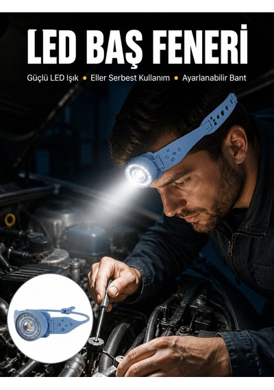 Suya Dayanıklı Led Kafa Lambası Outdoor Kullanım Yeni Nesil Mavi