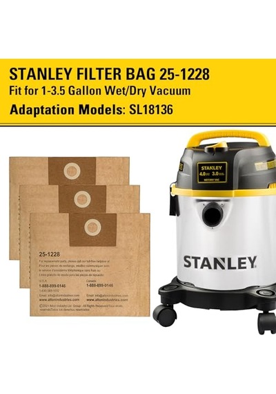 Fits 2.5-3.5 Gallon Disposable Filter Bag Wet Or Dry Cleaner 3 Filter Bags Per Package