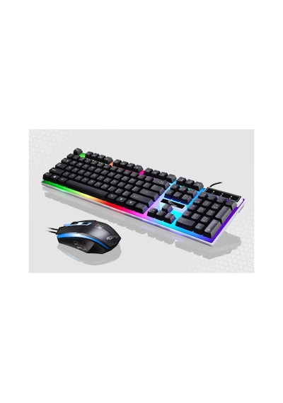 Led Işıklı Oyuncu Klavye Mouse Seti Usb Girişli Kablolu J-1001