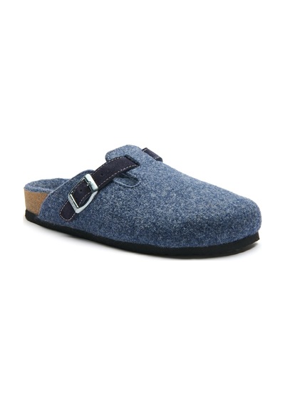 Comfortfusse Capri-w - Erkek Ortopedik Yün Keçe Sabo Ev Terliği Lacivert Yün