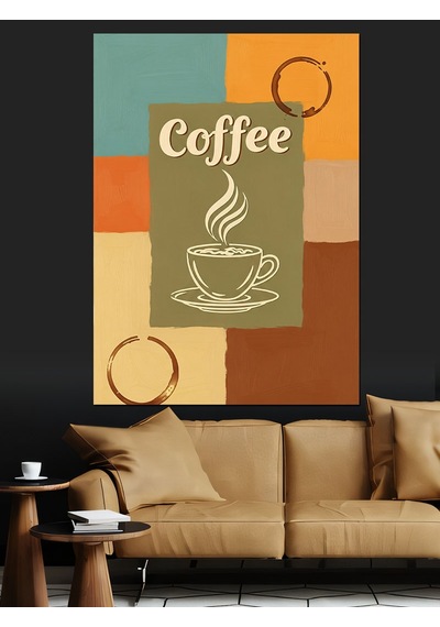Ahşap Tablo Kahve Fincanı Grafik Poster