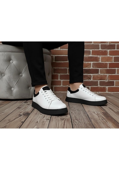 Catelli %100 Deri Ortopedik Erkek Rahat Günlük Sneaker Mevsimlik Taraftar Ayakkabı 40-44 Siyah Beyaz Catelli %100 Deri Ortopedik Erkek Rahat Günlük Sneaker Mevsimlik Taraftar Ayakkabı 40-44 Siyah Beyaz