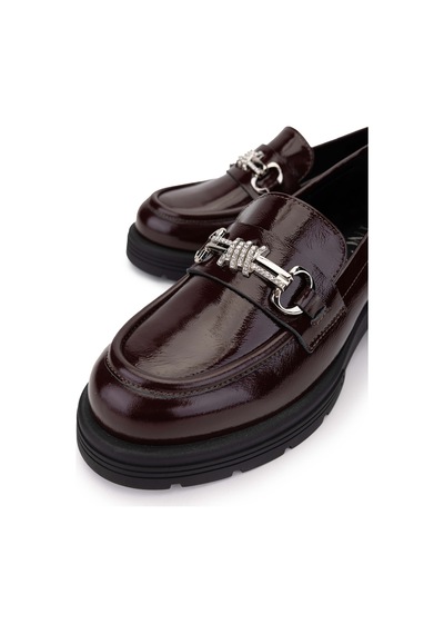 Tamer Tanca Kadın Hakiki Deri Bordo Rugan Loafer Ayakkabı 33 2005-1 Bn Ayk Sk24-25 Bordo Rgn Bordo Rugan