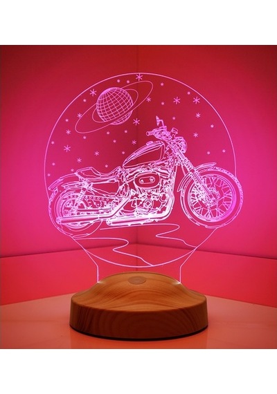 Chopper Motorsiklet Motor Hayranlarına Hediye 3D Led Lamba
